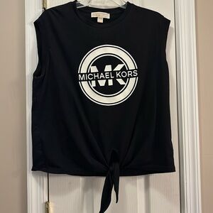 Michael Kors T-shirt, oversized black/white front tie size small